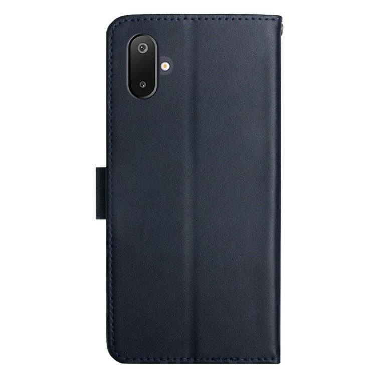 For Samsung Galaxy M06 5G / F06 5G Case Genuine Cow Leather Phone Cover Nappa Texture - Blue