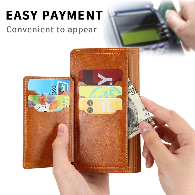 For Samsung Galaxy S25 Edge Case Zipper Flip Leather Phone Cover with Card Holder - Orange