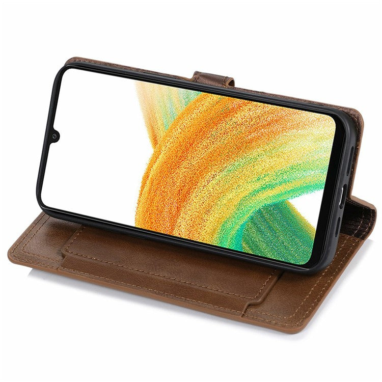 For Samsung Galaxy S25 Edge Case Zipper Flip Leather Phone Cover with Card Holder - Brown