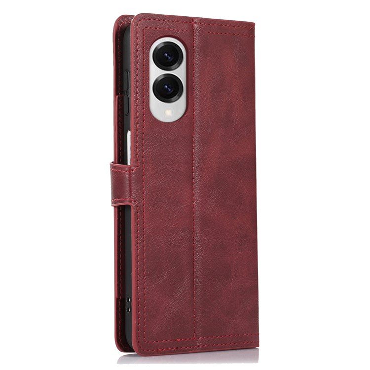 For Samsung Galaxy S25 Edge Case Zipper Flip Leather Phone Cover with Card Holder - Red