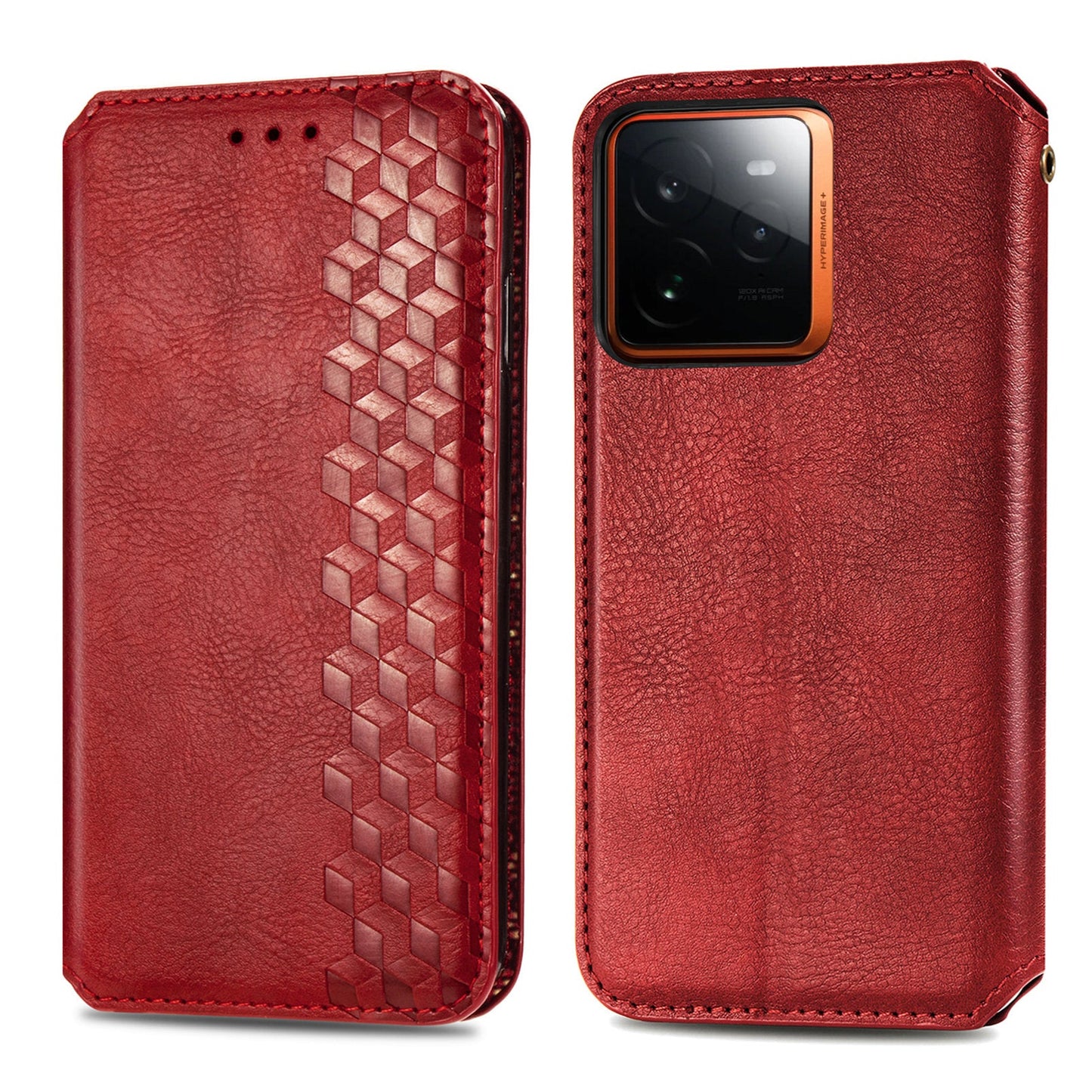 For Realme GT 7 Pro 5G Case Rhombus Imprint PU Leather Wallet Phone Cover - Red