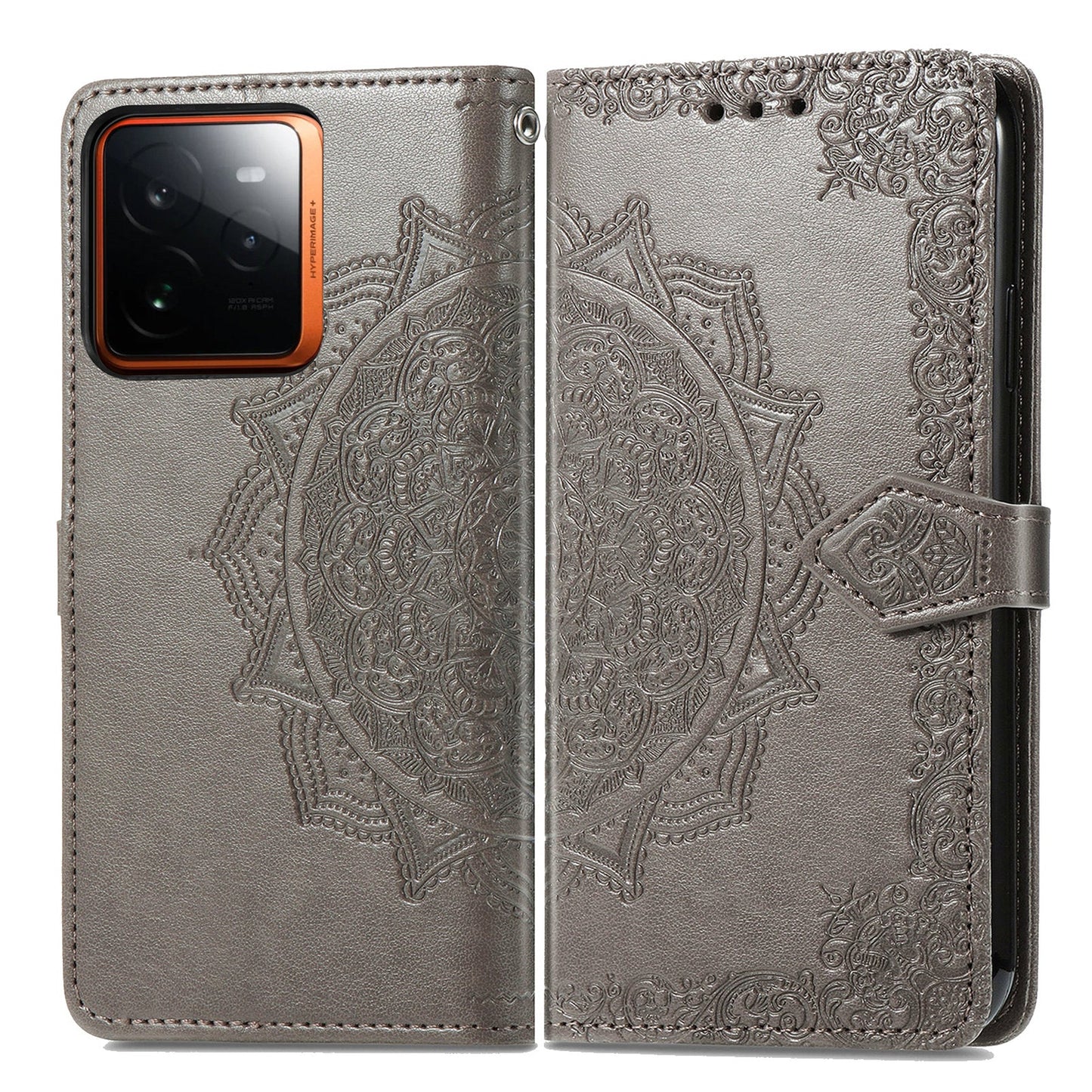 For Realme GT 7 Pro 5G Wallet Case Mandala Flower Leather Phone Cover Stand - Grey