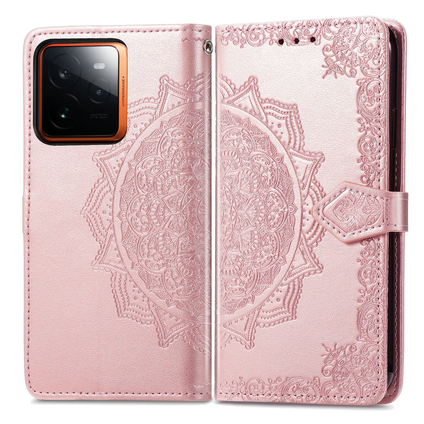 For Realme GT 7 Pro 5G Wallet Case Mandala Flower Leather Phone Cover Stand - Rose Gold