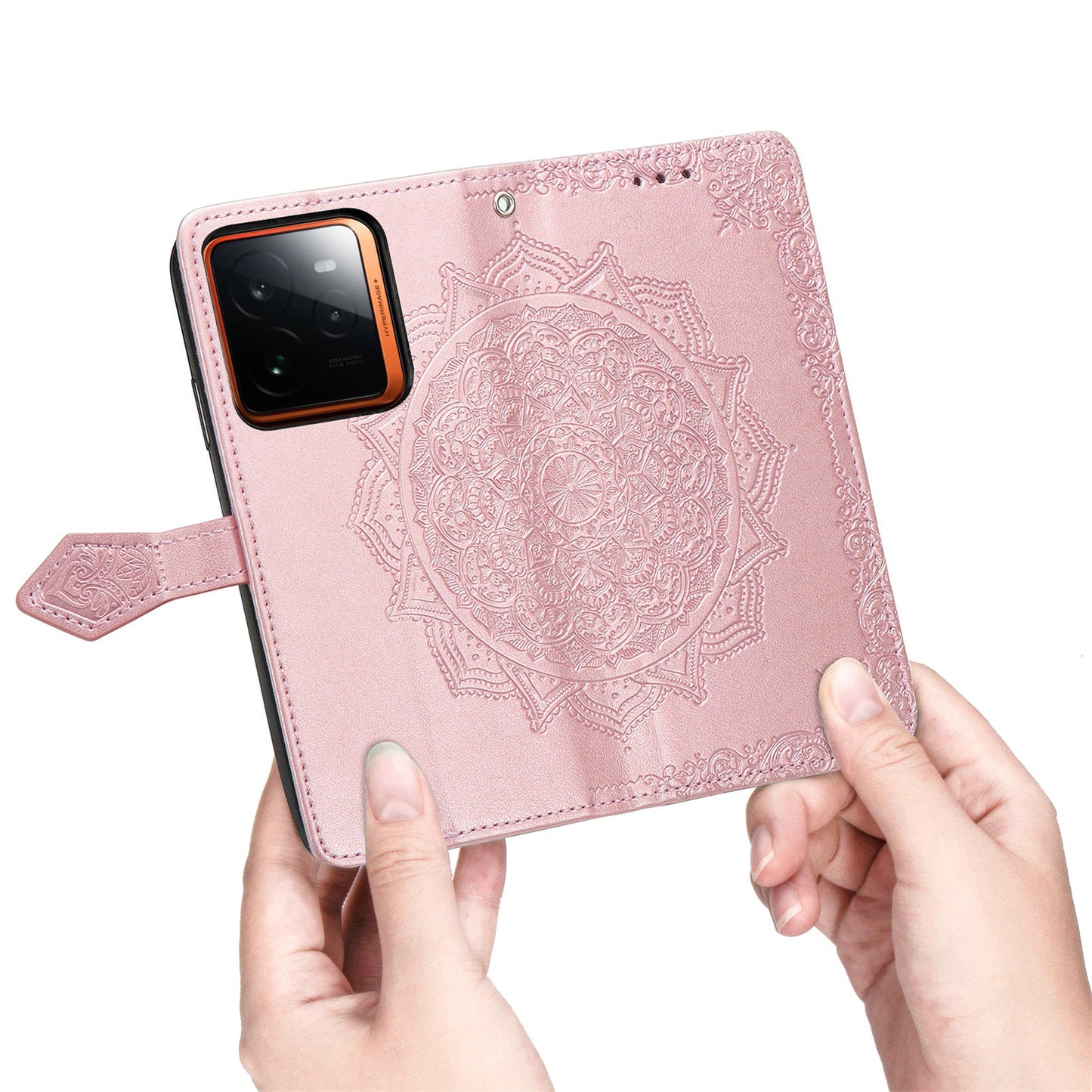 For Realme GT 7 Pro 5G Wallet Case Mandala Flower Leather Phone Cover Stand - Rose Gold
