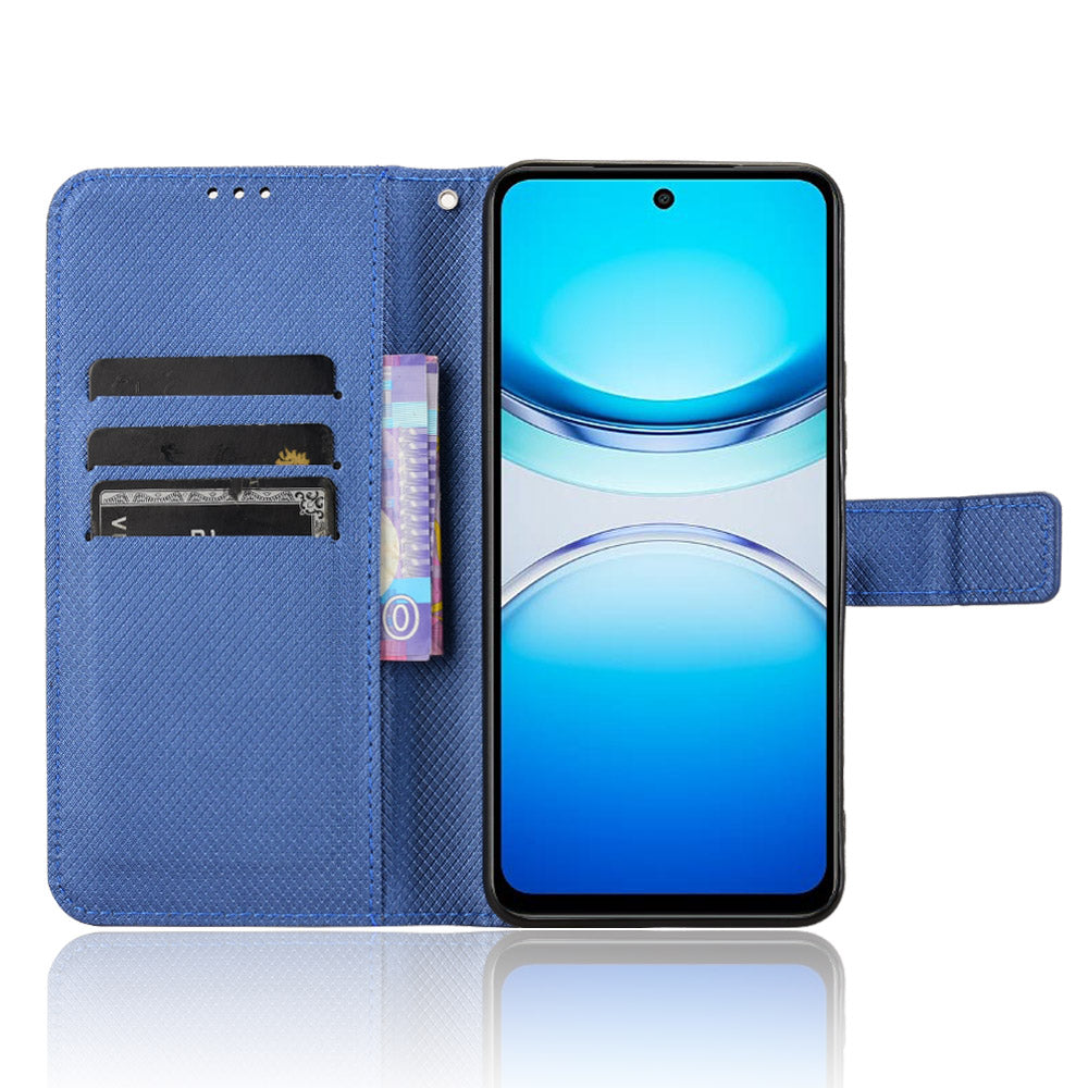 For vivo Y39 5G Leather Wallet Case with Strap Diamond Texture Phone Cover - Blue