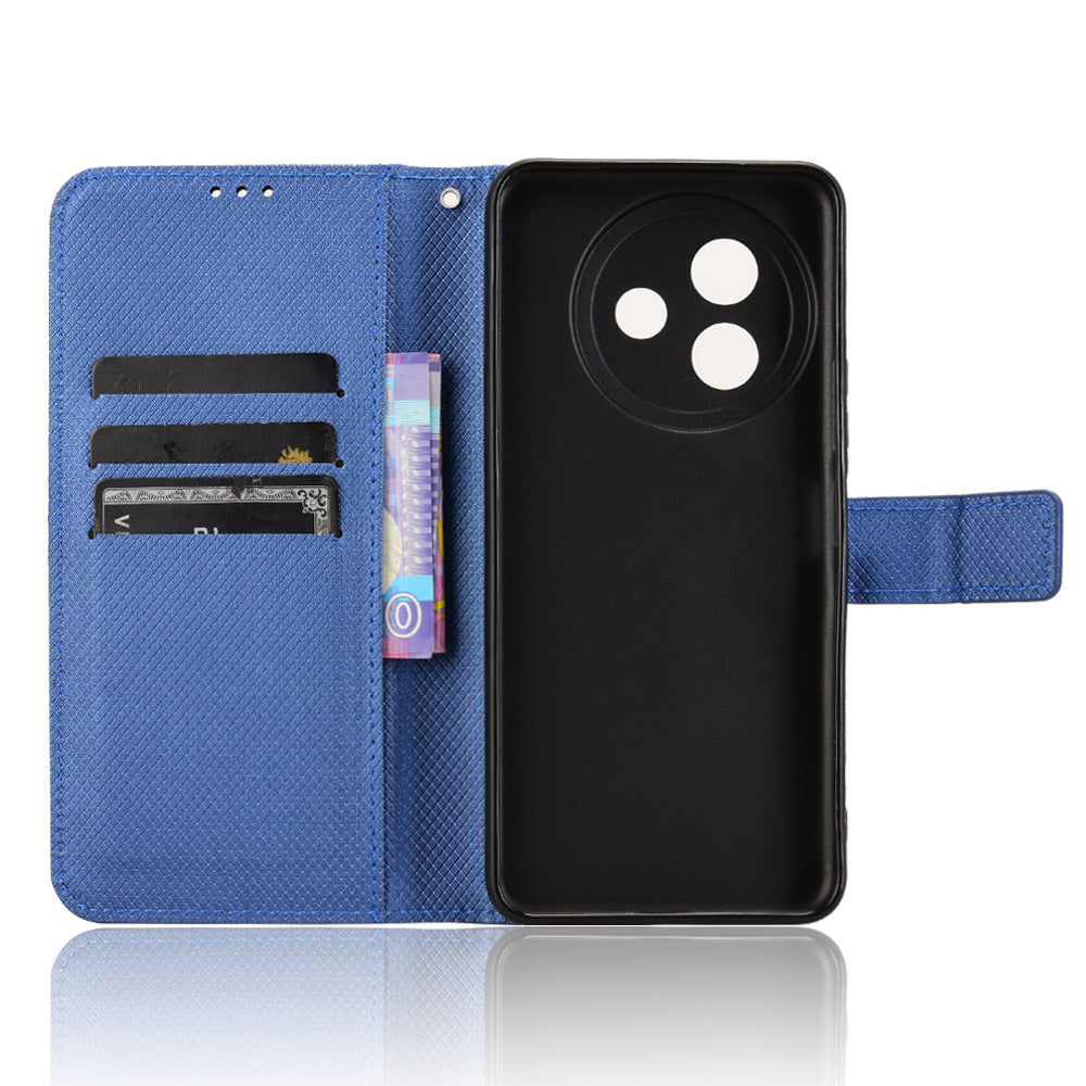 For vivo Y39 5G Leather Wallet Case with Strap Diamond Texture Phone Cover - Blue