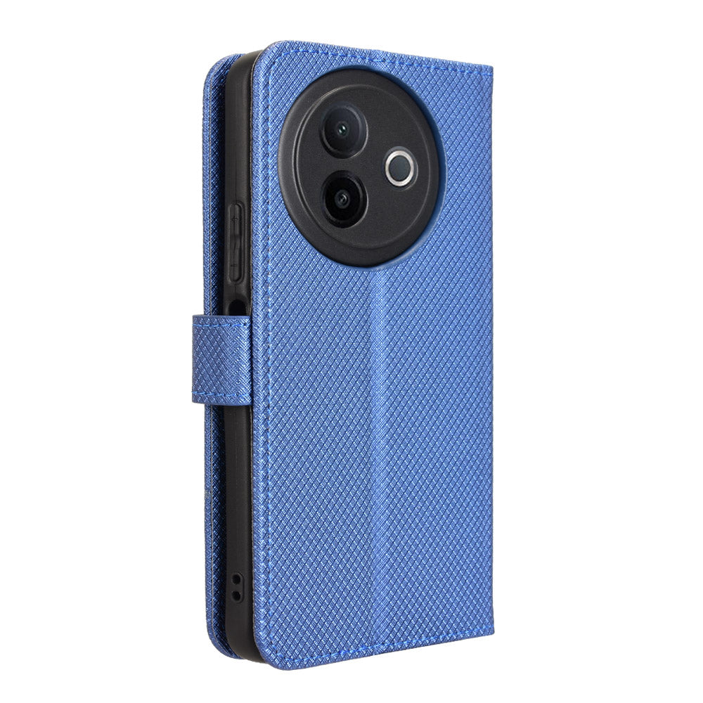 For vivo Y39 5G Leather Wallet Case with Strap Diamond Texture Phone Cover - Blue