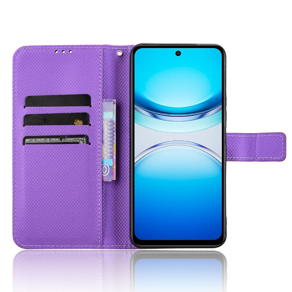 For vivo Y39 5G Leather Wallet Case with Strap Diamond Texture Phone Cover - Purple