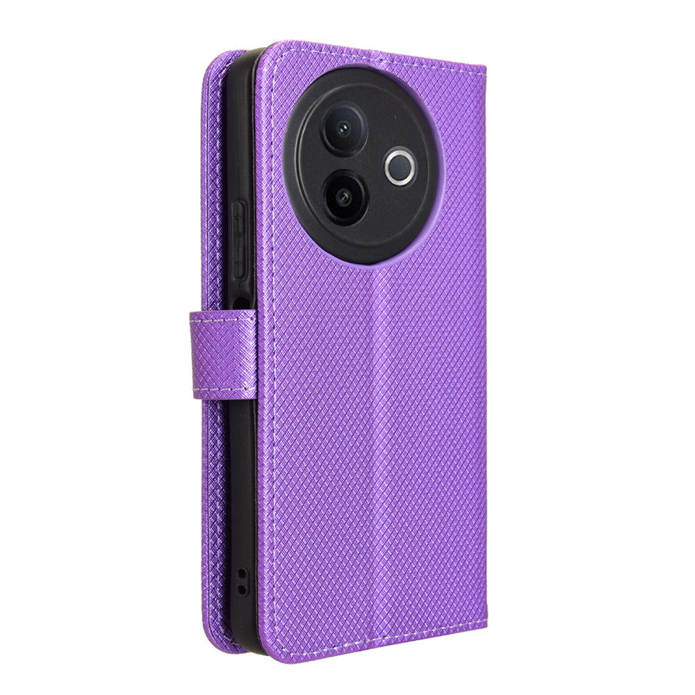 For vivo Y39 5G Leather Wallet Case with Strap Diamond Texture Phone Cover - Purple
