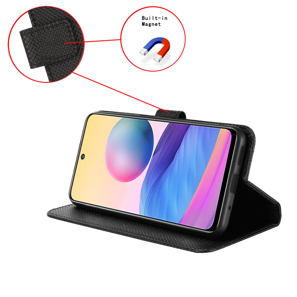 For Realme P3 Pro 5G Leather Wallet Case with Strap Diamond Texture Phone Cover - Black