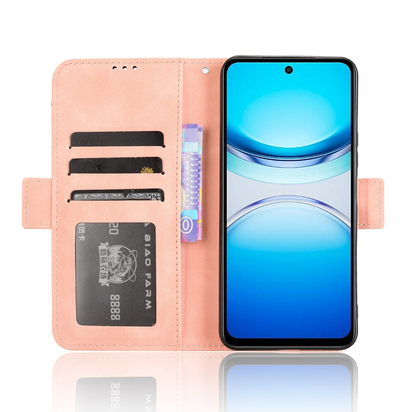 For vivo Y39 5G Leather Case Phone Wallet Cover with Multiple Card Slots - Pink