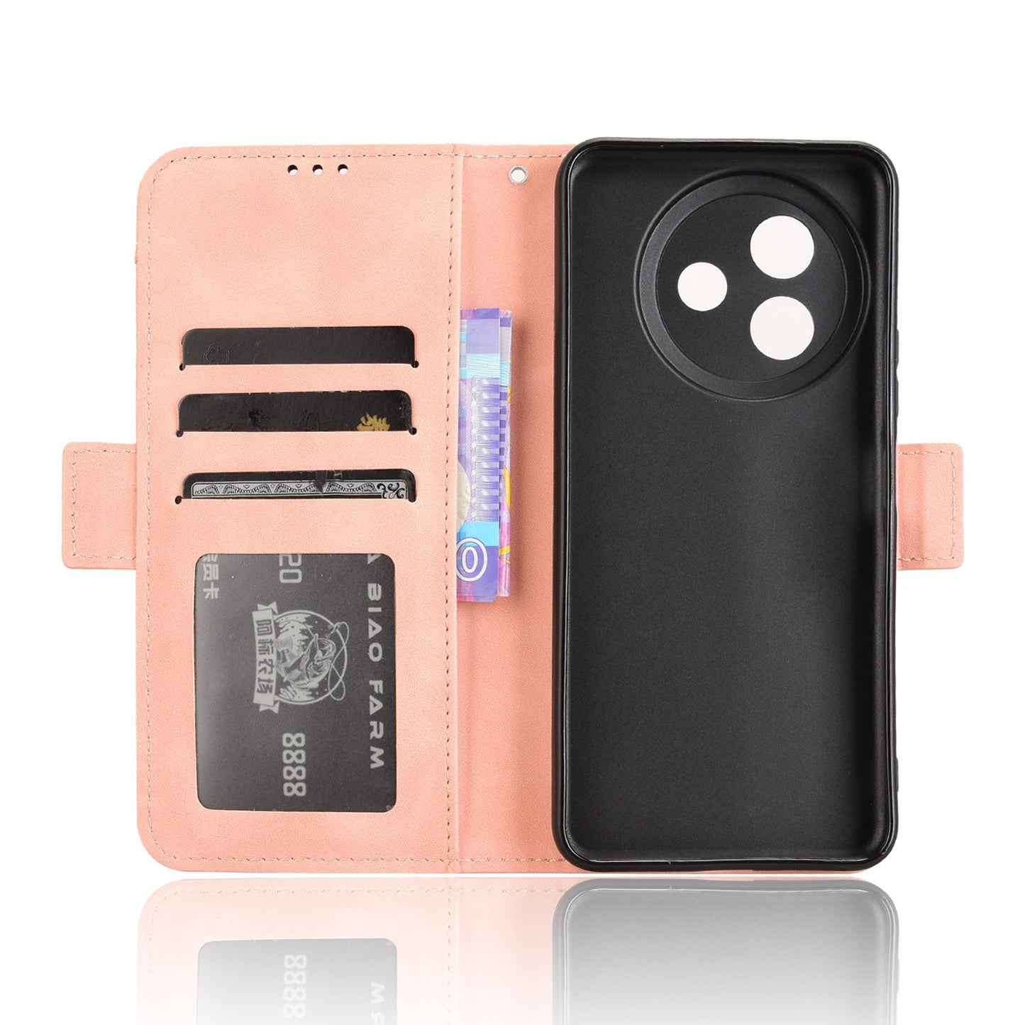 For vivo Y39 5G Leather Case Phone Wallet Cover with Multiple Card Slots - Pink