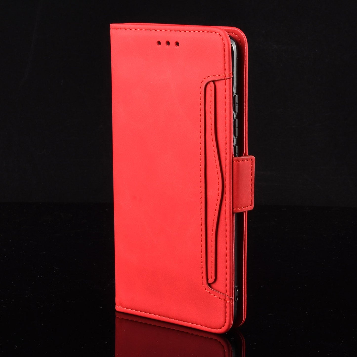 For vivo Y39 5G Leather Case Phone Wallet Cover with Multiple Card Slots - Red