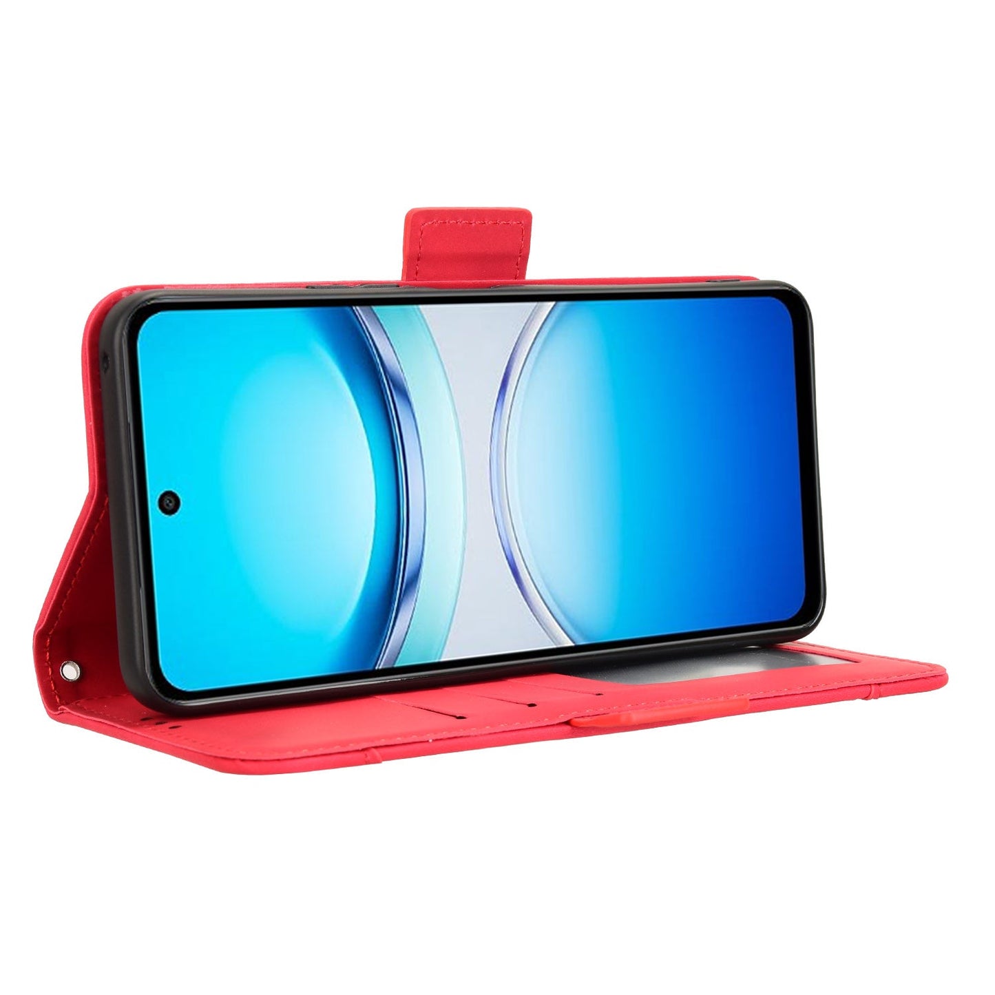 For vivo Y39 5G Leather Case Phone Wallet Cover with Multiple Card Slots - Red