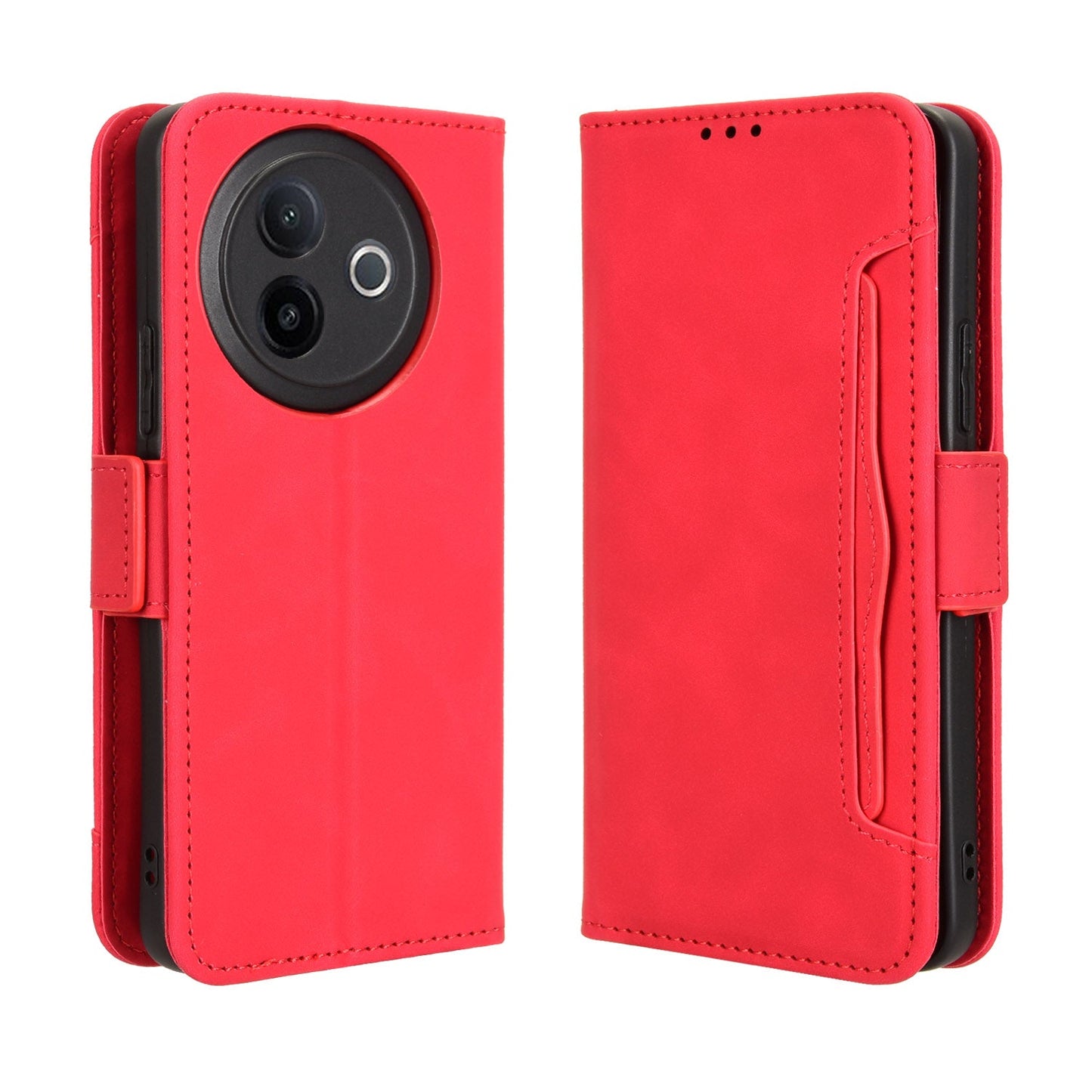 For vivo Y39 5G Leather Case Phone Wallet Cover with Multiple Card Slots - Red