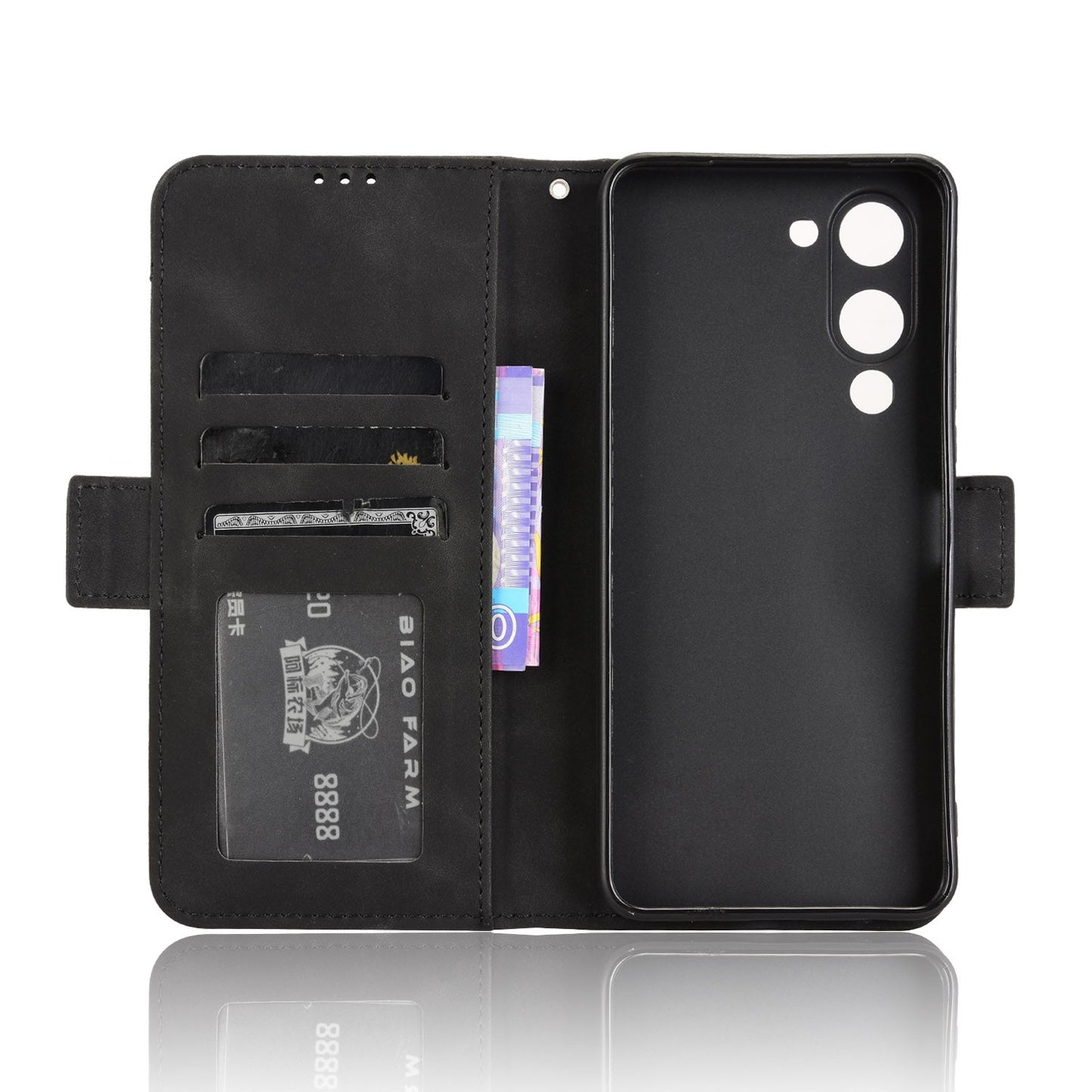 For vivo Y29s 5G / vivo Y04 4G Leather Case Phone Wallet Cover with Multiple Card Slots - Black
