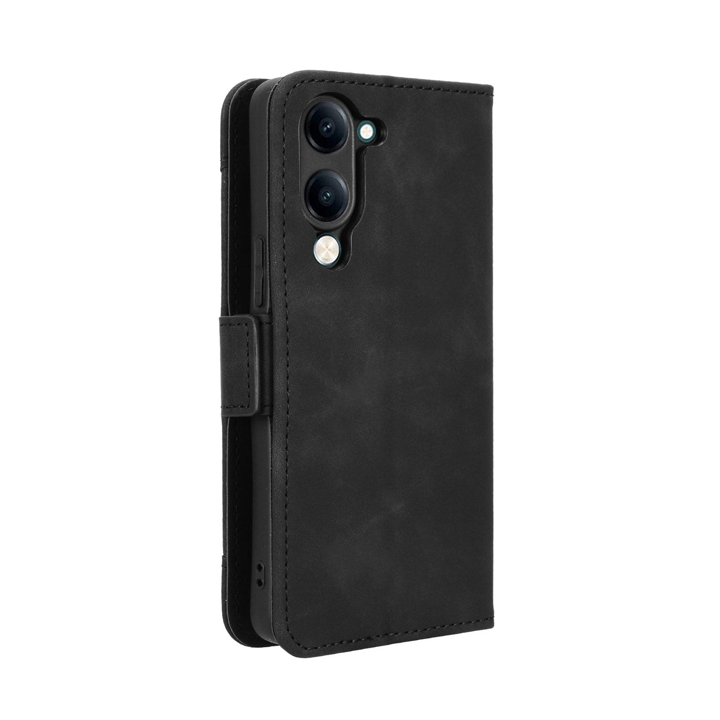 For vivo Y29s 5G / vivo Y04 4G Leather Case Phone Wallet Cover with Multiple Card Slots - Black