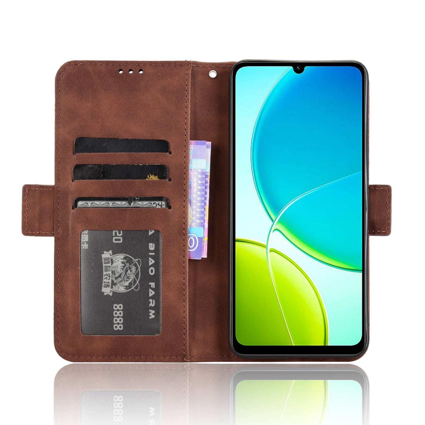 For vivo Y29s 5G / vivo Y04 4G Leather Case Phone Wallet Cover with Multiple Card Slots - Brown