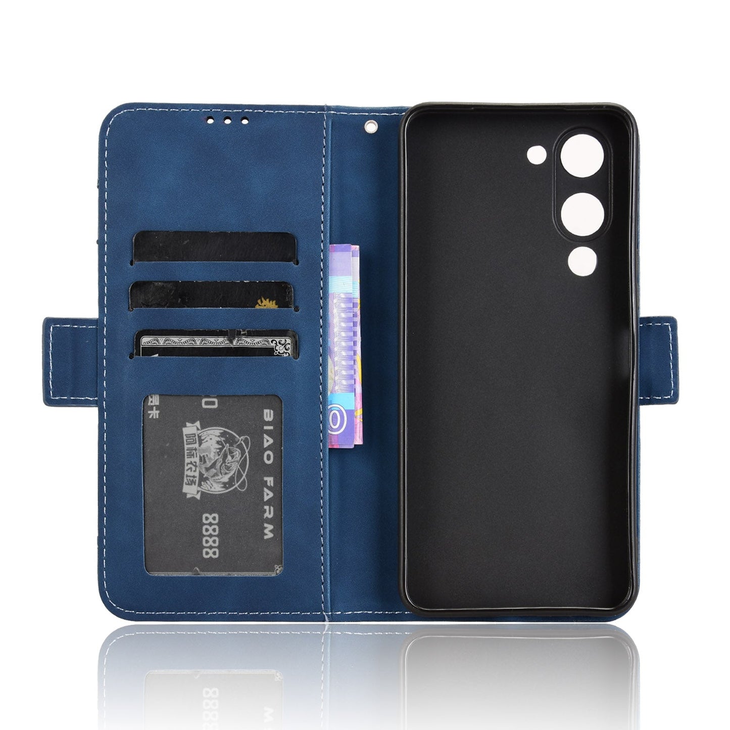 For vivo Y29s 5G / vivo Y04 4G Leather Case Phone Wallet Cover with Multiple Card Slots - Blue