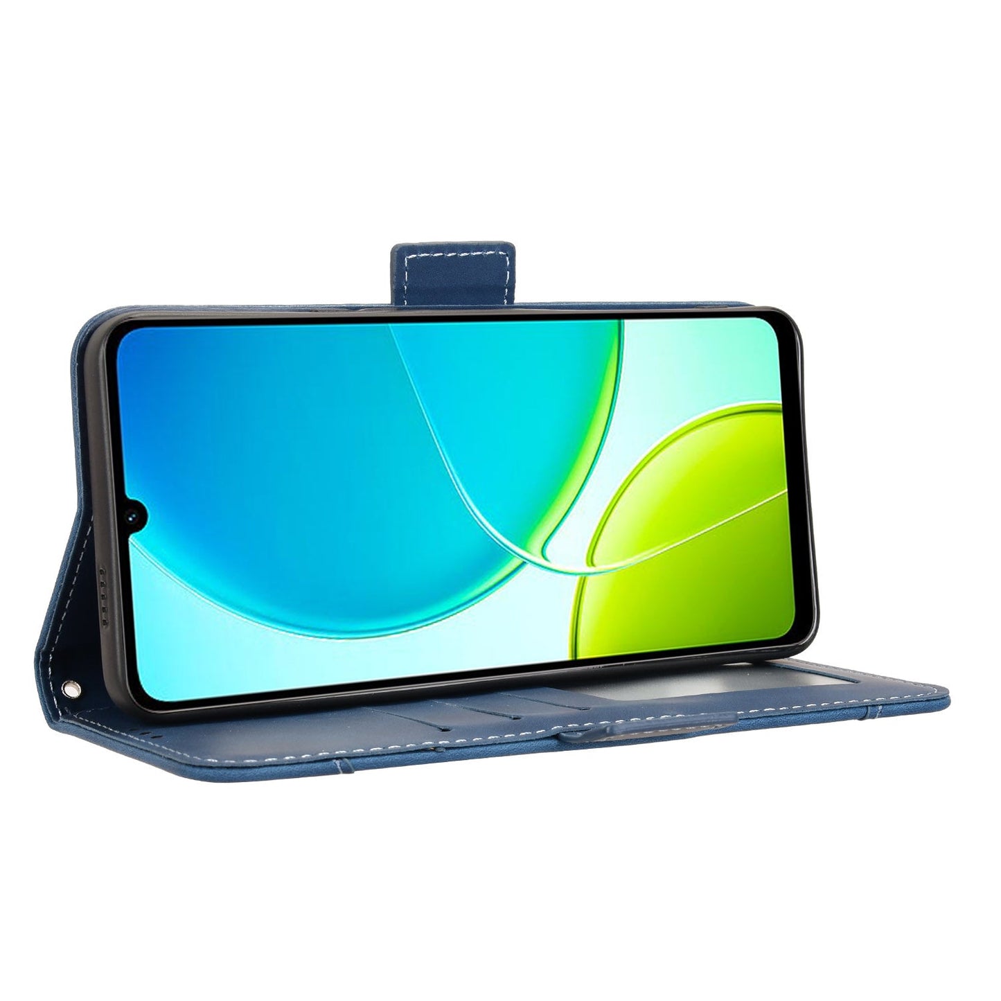 For vivo Y29s 5G / vivo Y04 4G Leather Case Phone Wallet Cover with Multiple Card Slots - Blue