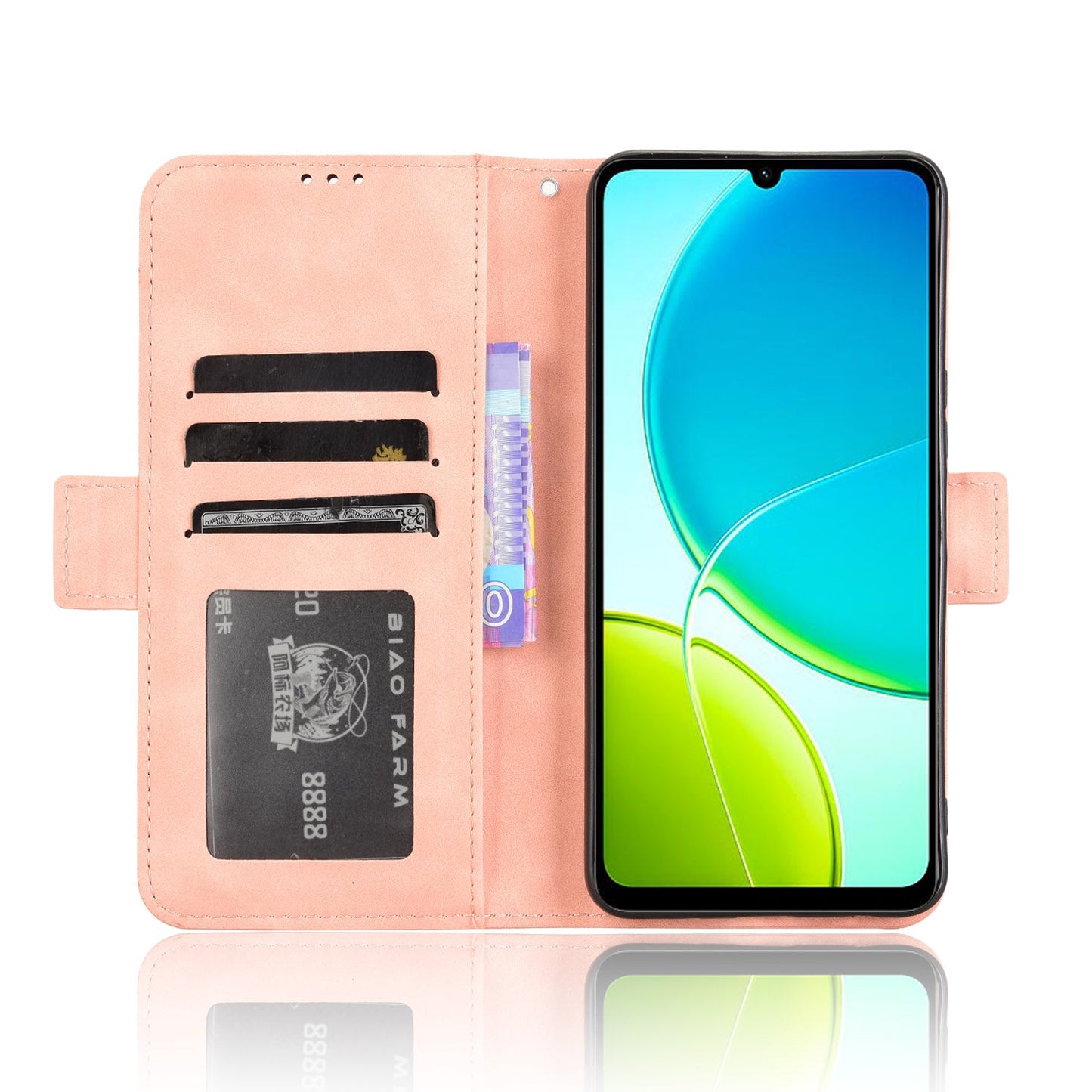 For vivo Y29s 5G / vivo Y04 4G Leather Case Phone Wallet Cover with Multiple Card Slots - Pink