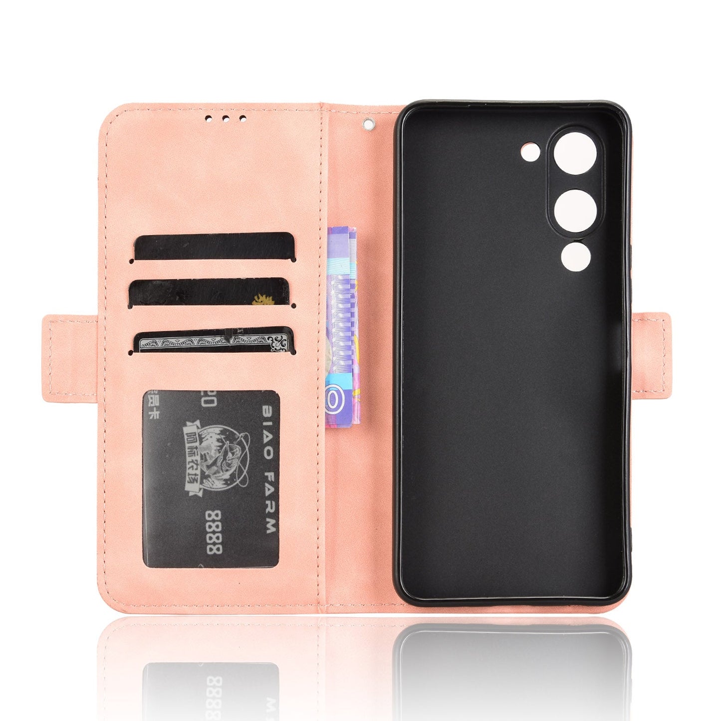 For vivo Y29s 5G / vivo Y04 4G Leather Case Phone Wallet Cover with Multiple Card Slots - Pink