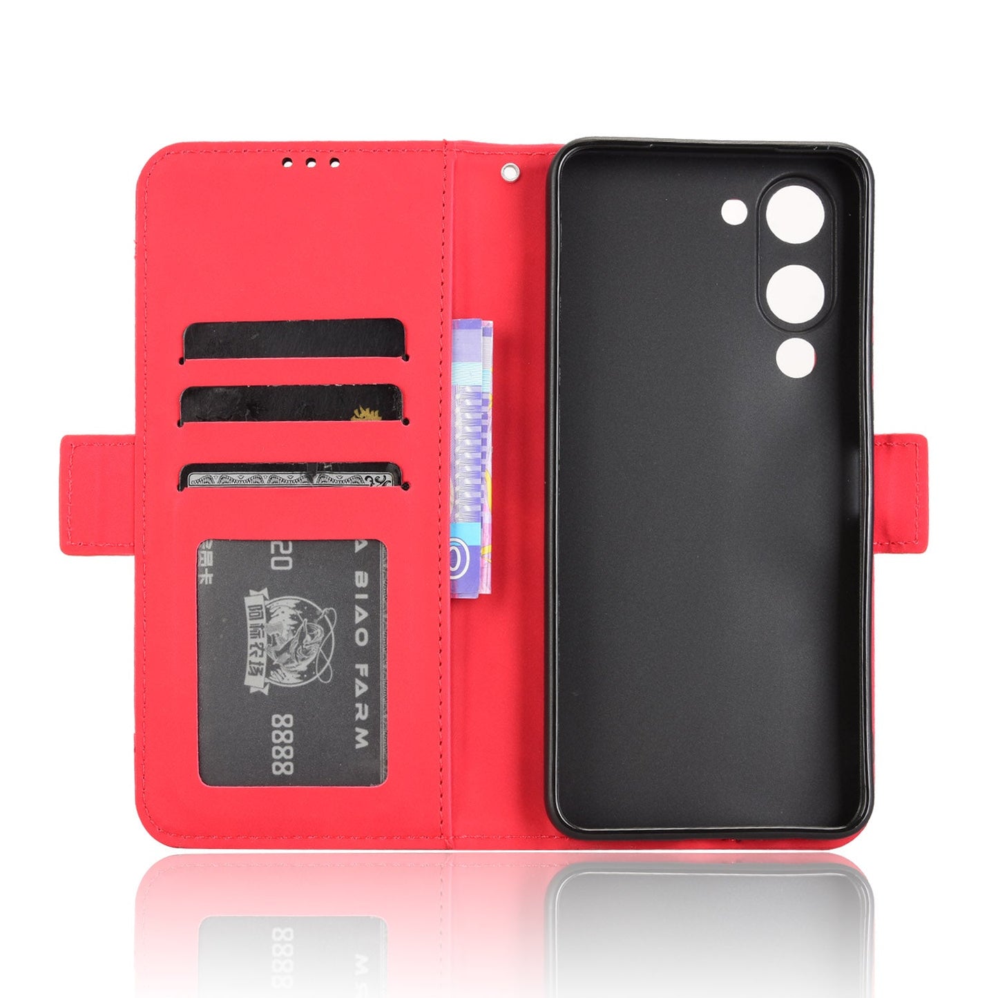 For vivo Y29s 5G / vivo Y04 4G Leather Case Phone Wallet Cover with Multiple Card Slots - Red