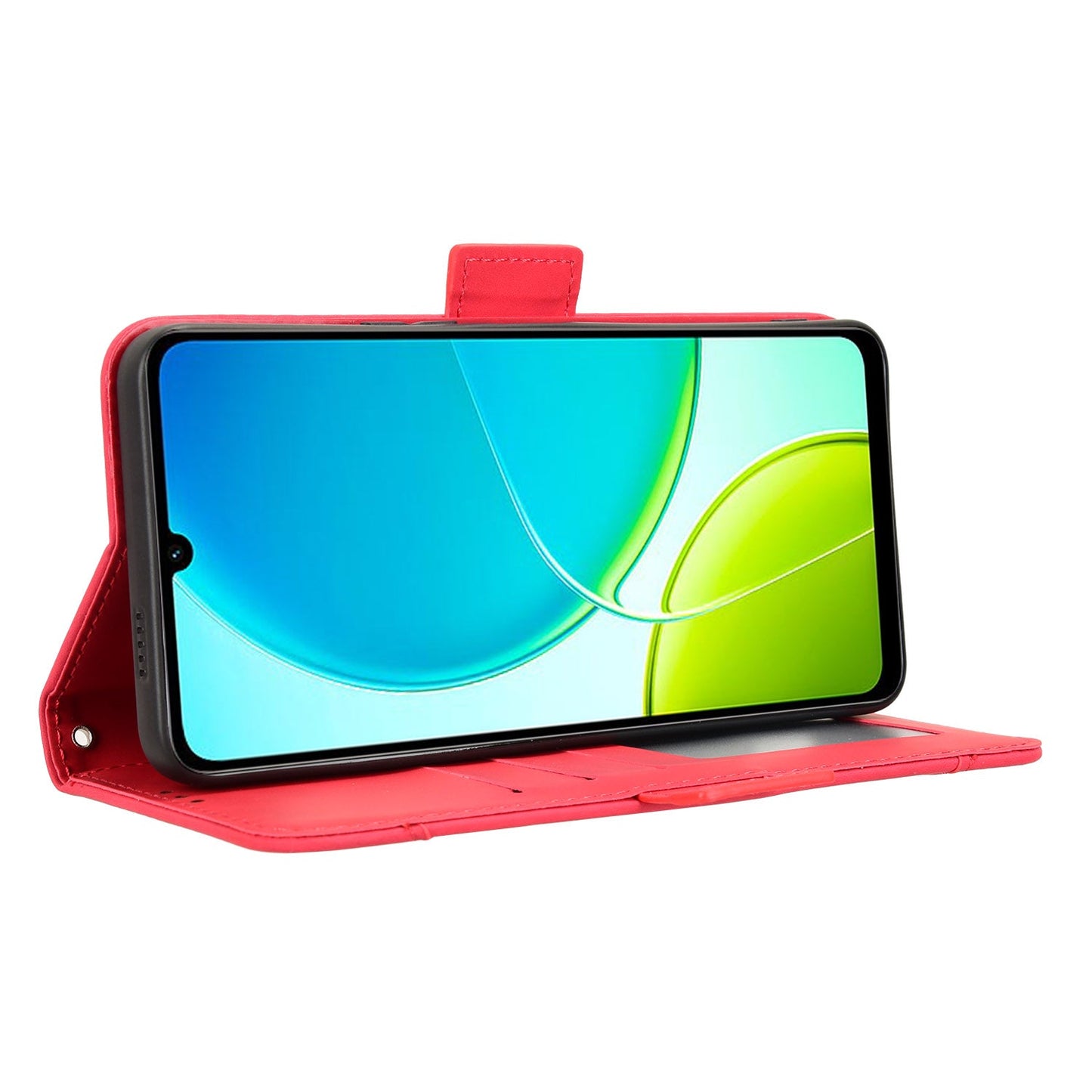 For vivo Y29s 5G / vivo Y04 4G Leather Case Phone Wallet Cover with Multiple Card Slots - Red