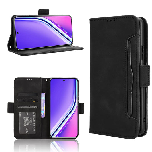 For Realme P3 Pro 5G Leather Case Phone Wallet Cover with Multiple Card Slots - Black