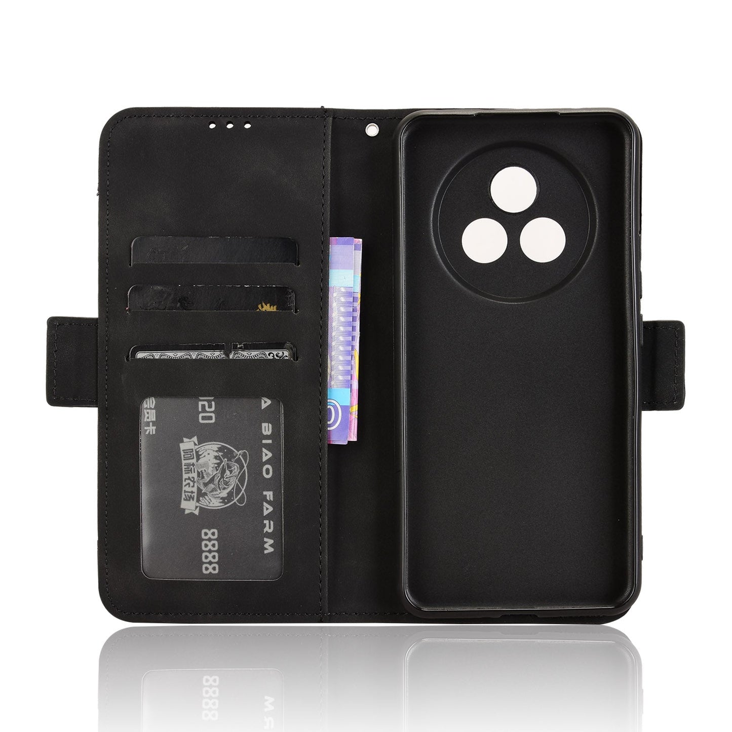 For Realme P3 Pro 5G Leather Case Phone Wallet Cover with Multiple Card Slots - Black