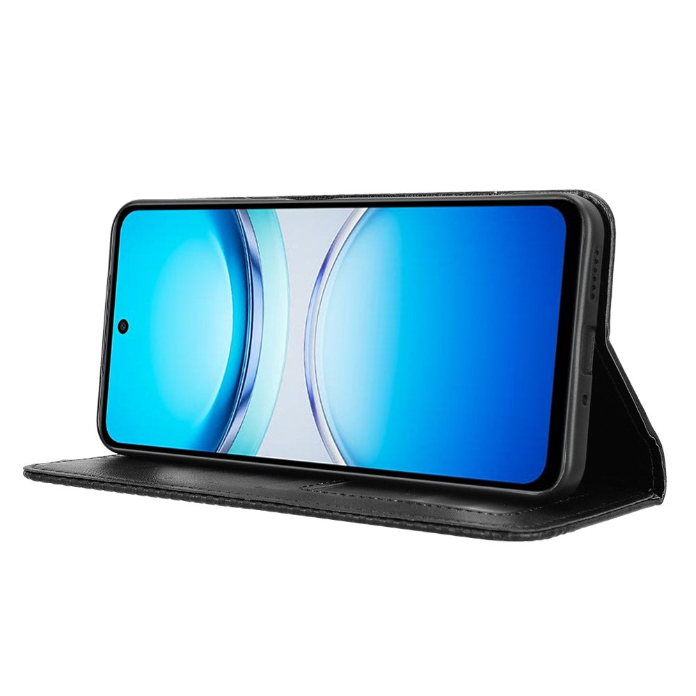 For vivo Y39 5G Retro PU Leather Case Phone Wallet Stand Cover - Black