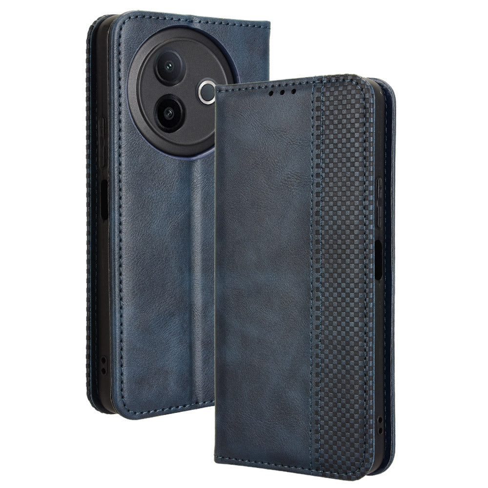 For vivo Y39 5G Retro PU Leather Case Phone Wallet Stand Cover - Blue