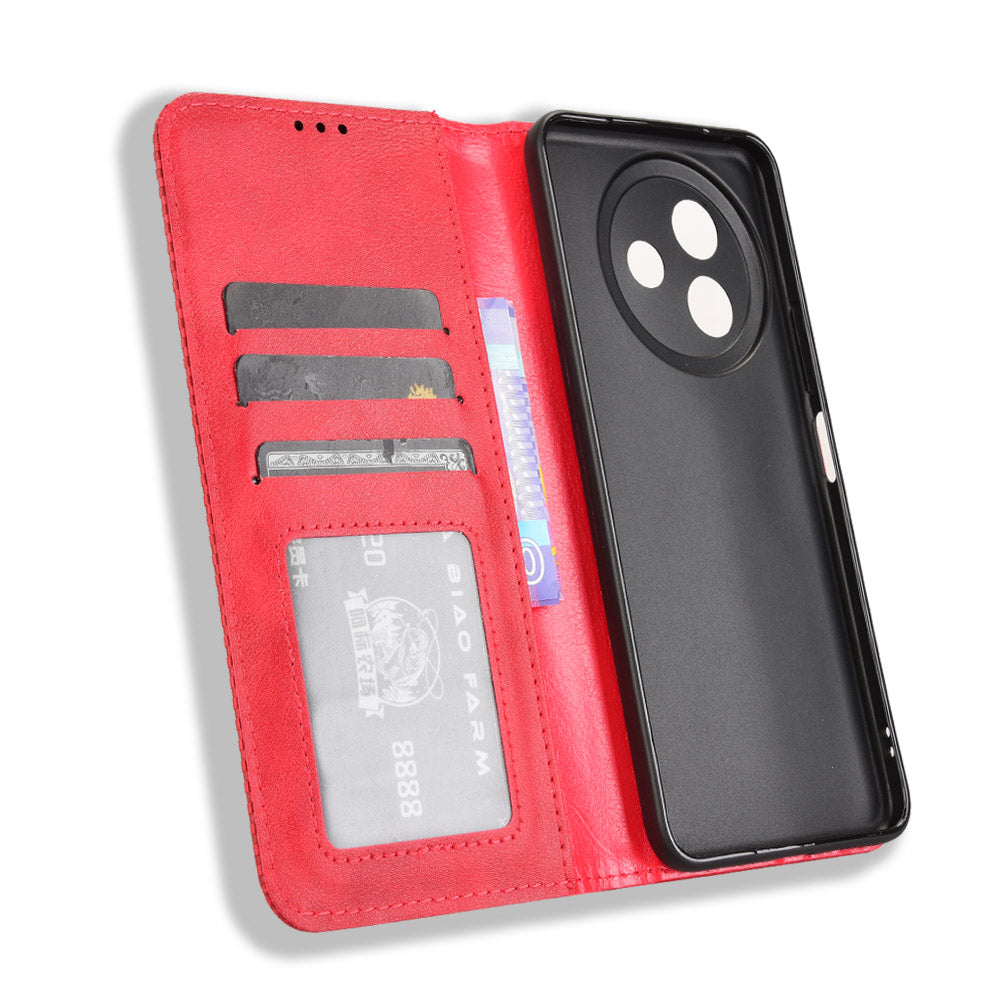 For vivo Y39 5G Retro PU Leather Case Phone Wallet Stand Cover - Red