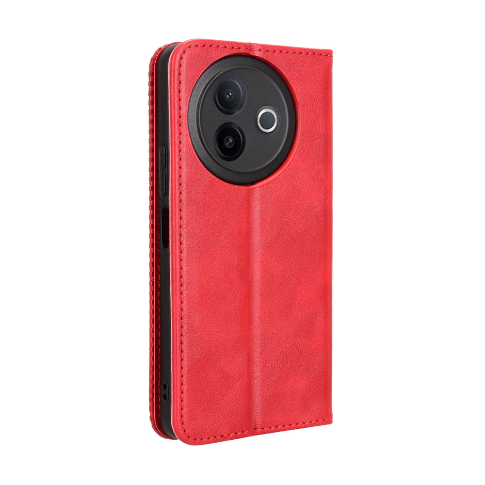 For vivo Y39 5G Retro PU Leather Case Phone Wallet Stand Cover - Red