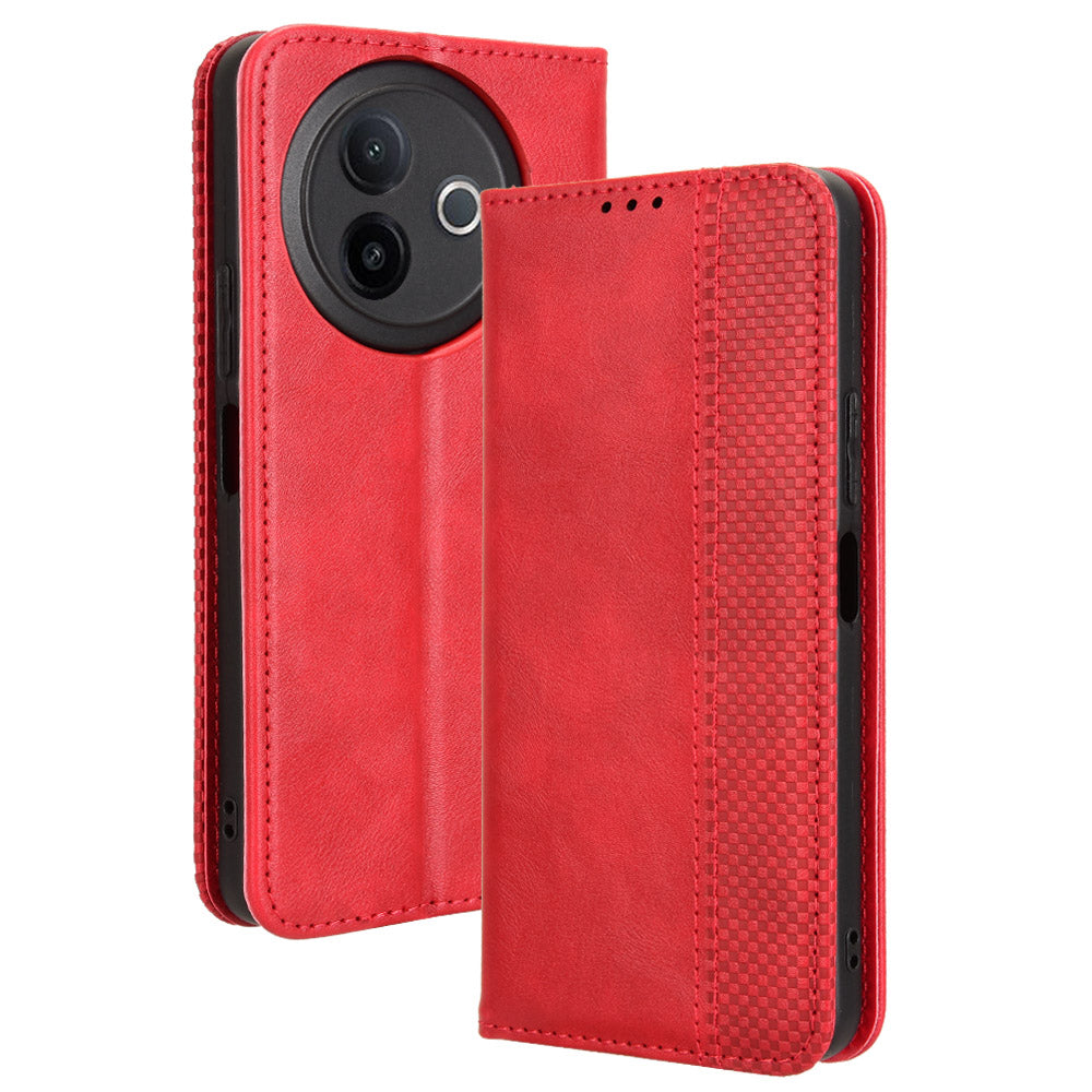 For vivo Y39 5G Retro PU Leather Case Phone Wallet Stand Cover - Red
