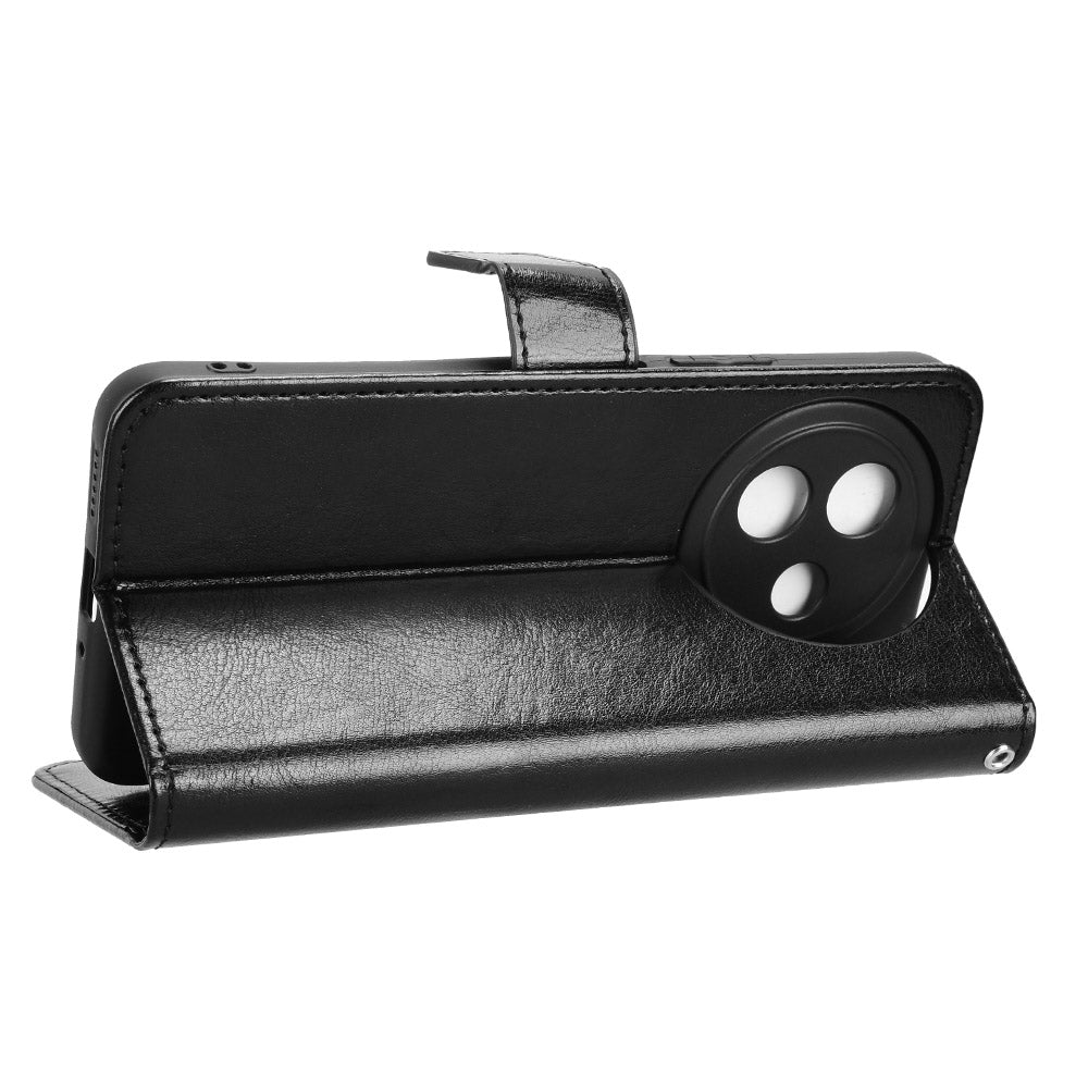 For vivo Y39 5G PU Leather Case with Strap Crazy Horse Texture Phone Wallet Cover - Black