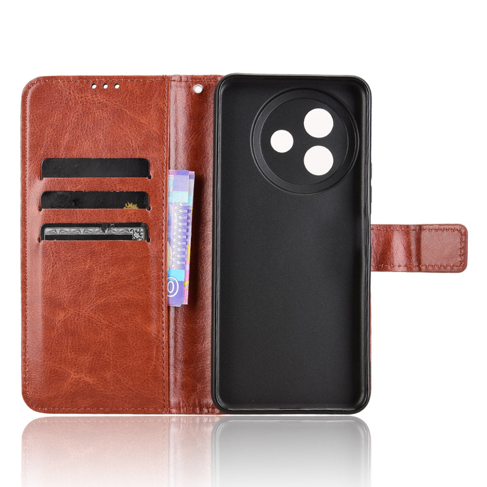 For vivo Y39 5G PU Leather Case with Strap Crazy Horse Texture Phone Wallet Cover - Brown
