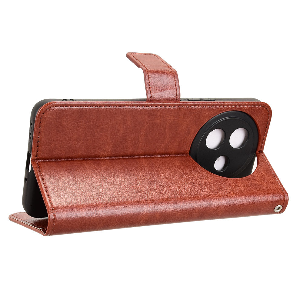 For vivo Y39 5G PU Leather Case with Strap Crazy Horse Texture Phone Wallet Cover - Brown