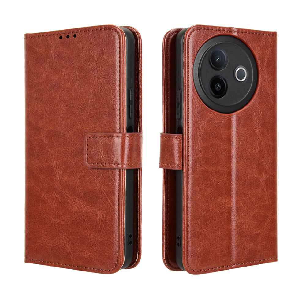 For vivo Y39 5G PU Leather Case with Strap Crazy Horse Texture Phone Wallet Cover - Brown