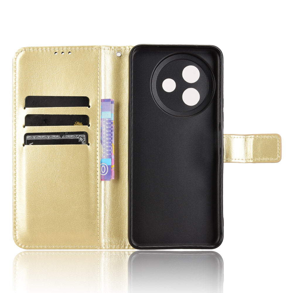 For vivo Y39 5G PU Leather Case with Strap Crazy Horse Texture Phone Wallet Cover - Gold