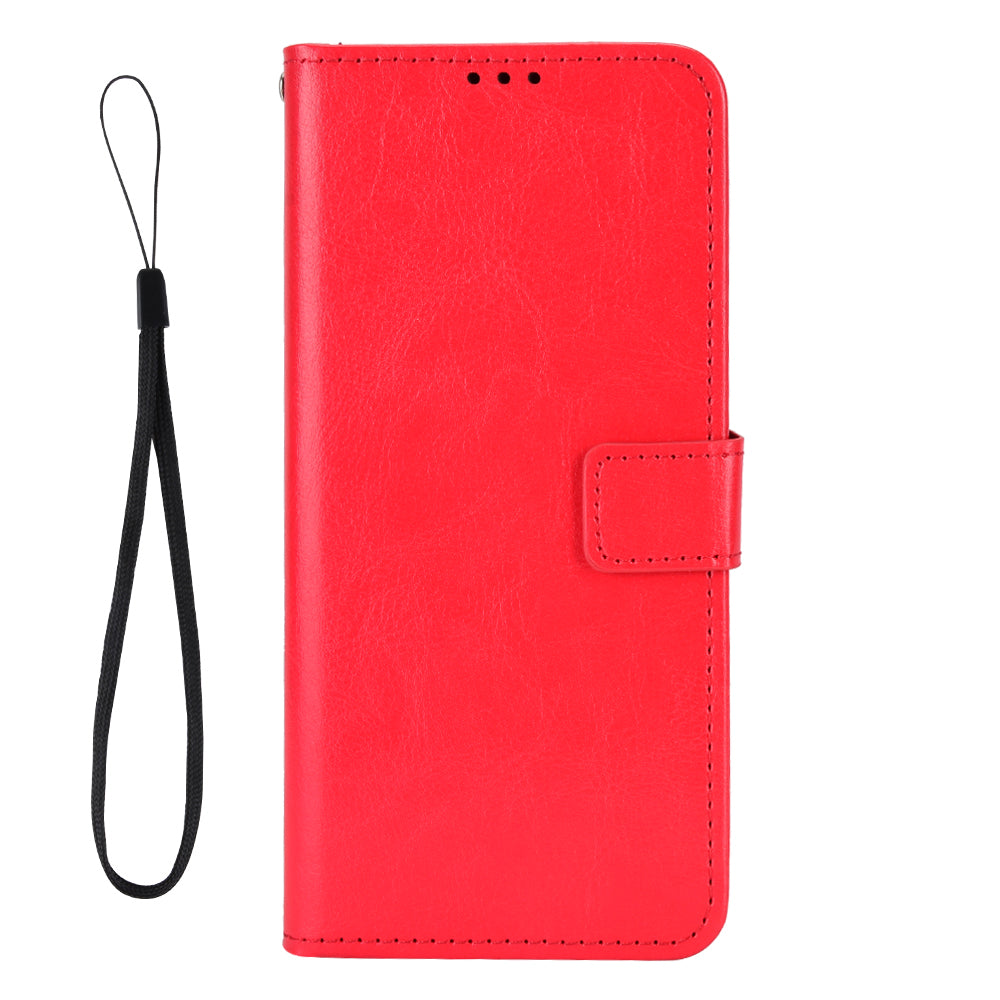 For vivo Y39 5G PU Leather Case with Strap Crazy Horse Texture Phone Wallet Cover - Red