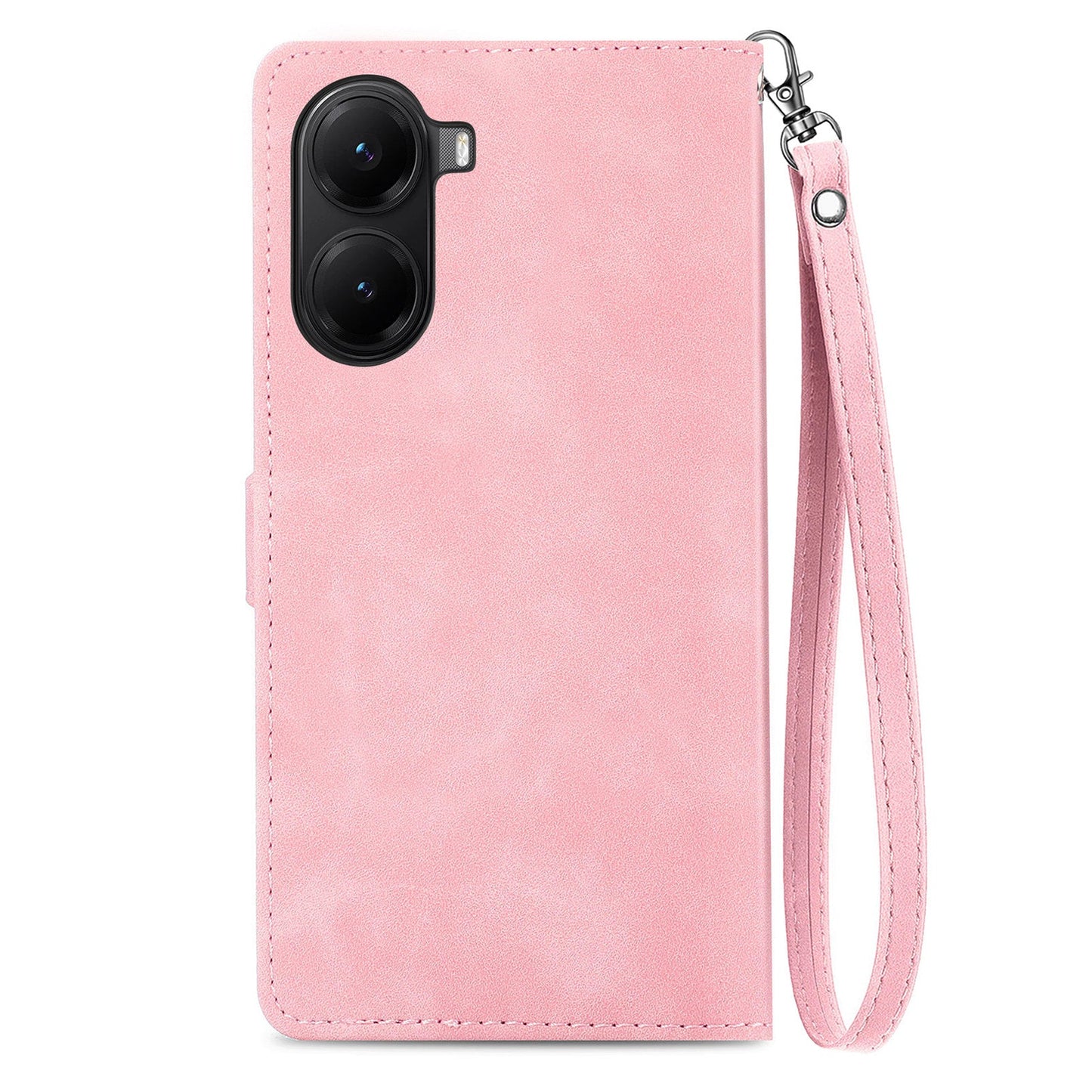 For Xiaomi Redmi Turbo 4 5G / Realme X7 Pro Zipper Wallet Case with Strap Flower Imprint PU Leather Phone Cover - Pink