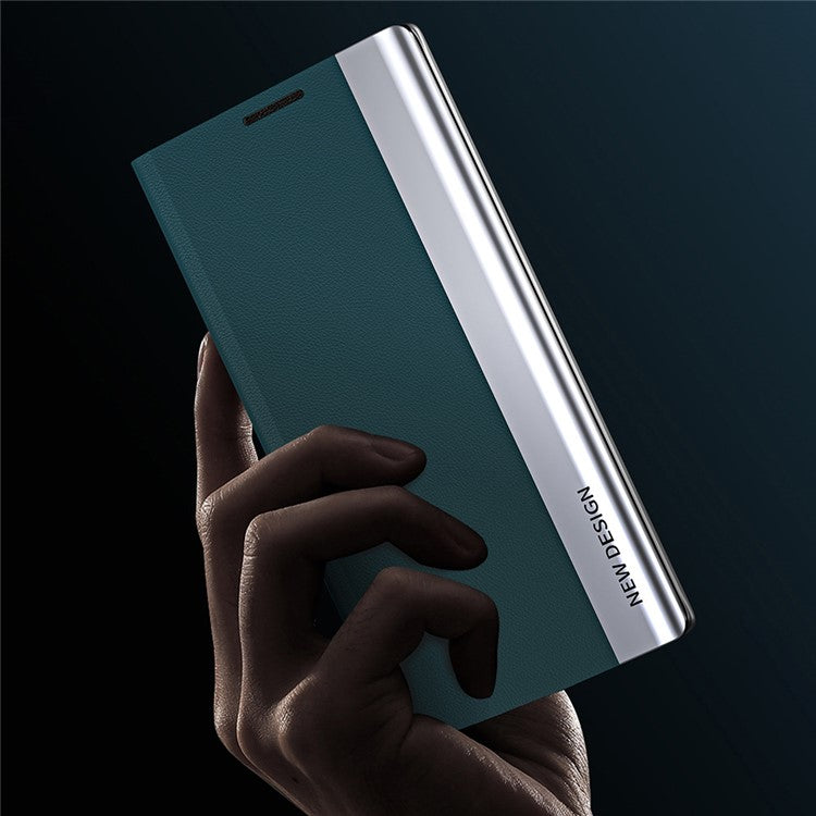 For Samsung Galaxy S25 Edge Case Antidrop Leather Phone Cover with Stand - Sky Blue