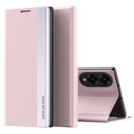 For Samsung Galaxy S25 Edge Case Antidrop Leather Phone Cover with Stand - Pink