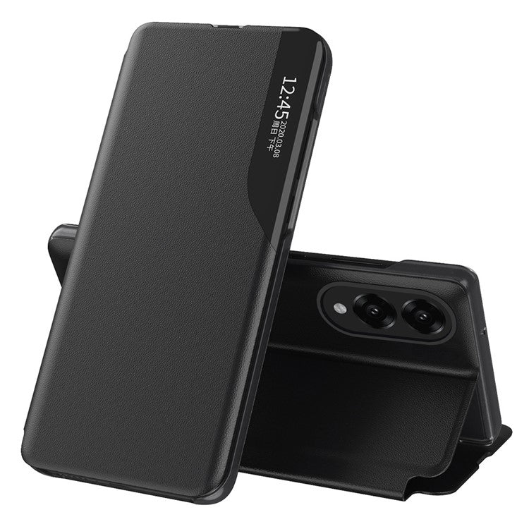 For Samsung Galaxy S25 Edge Case Stand Full Protection Leather Phone Cover - Black