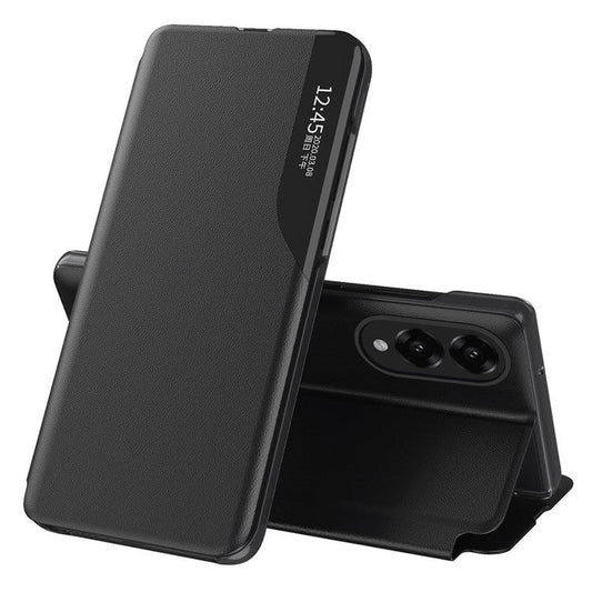 For Samsung Galaxy S25 Edge Case Stand Full Protection Leather Phone Cover - Black