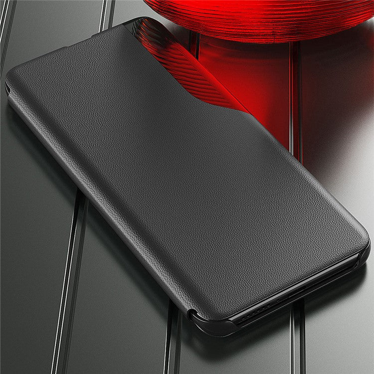 For Samsung Galaxy S25 Edge Case Stand Full Protection Leather Phone Cover - Black
