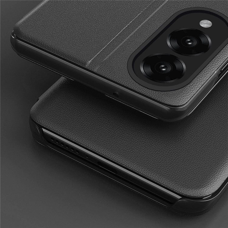 For Samsung Galaxy S25 Edge Case Stand Full Protection Leather Phone Cover - Black