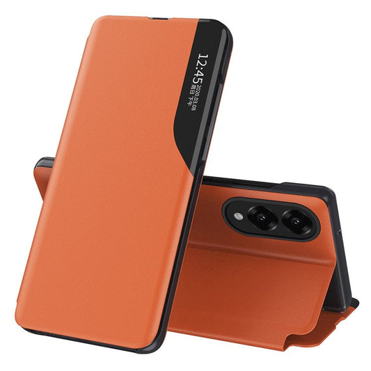 For Samsung Galaxy S25 Edge Case Stand Full Protection Leather Phone Cover - Orange