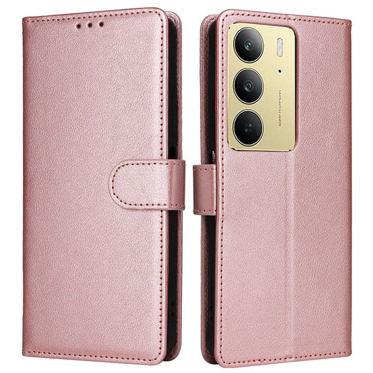For Realme C75 / 14x 5G Case Wallet Stand View PU Leather Phone Cover - Rose Gold